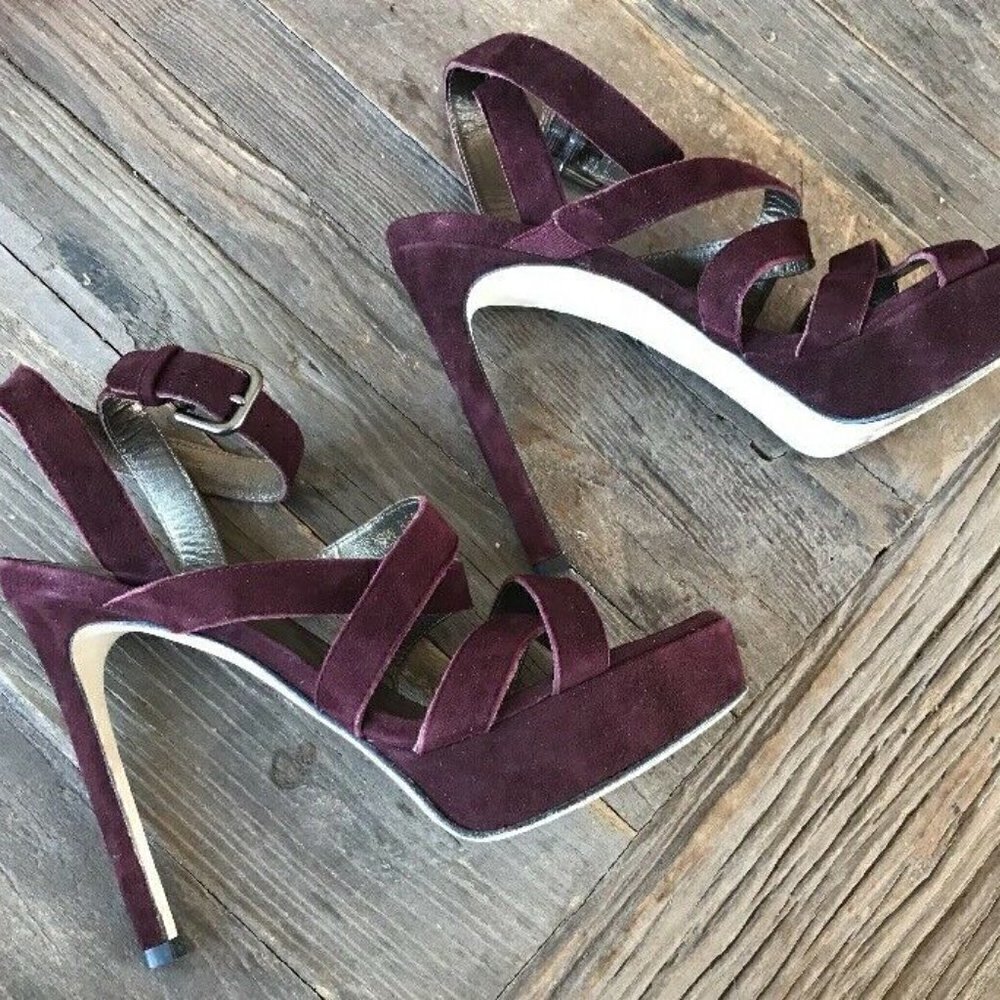 Stuart Weitzman 6.5 Purple Suede Stiletto Sandals